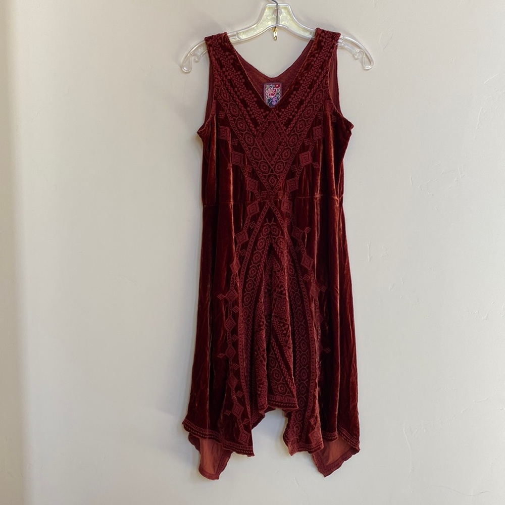 Johnny Was Embroidered Velveteen Dress. S